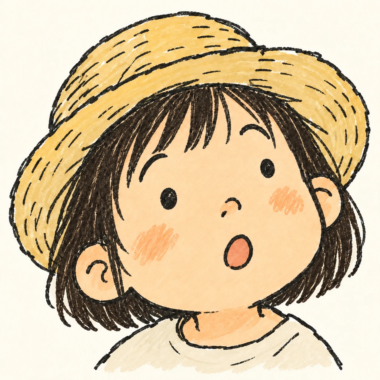 麦わら帽子をかぶった女の子のイラスト